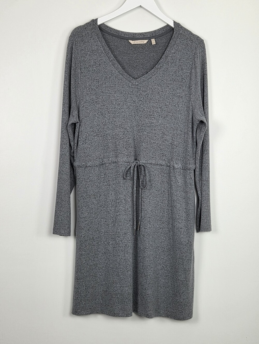 Soft Surroundings Easy Living Cozy Lounge Heather Gray Drawstring Dress Size M - Picture 2 of 9